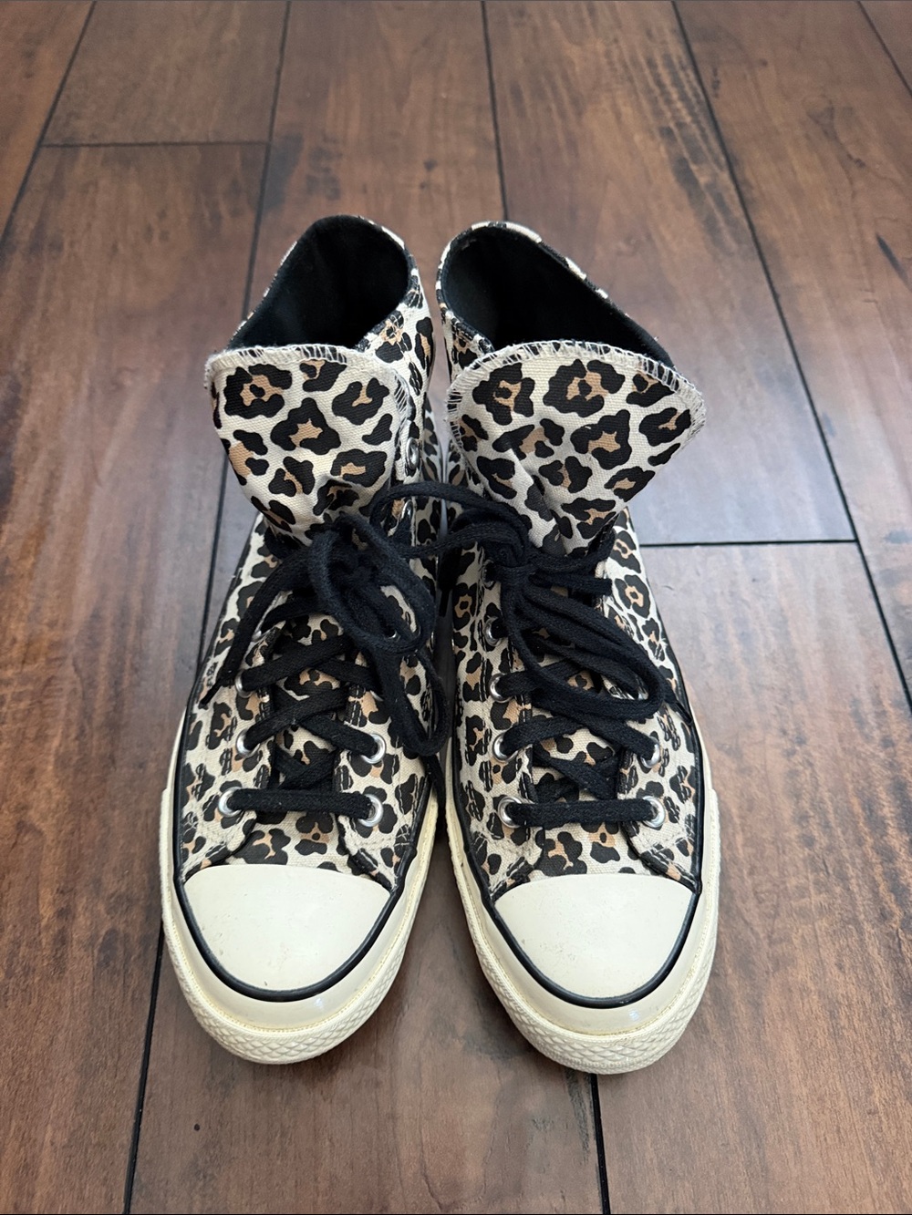 Converse Leopard Print High-Top Sneakers - Black & Cream